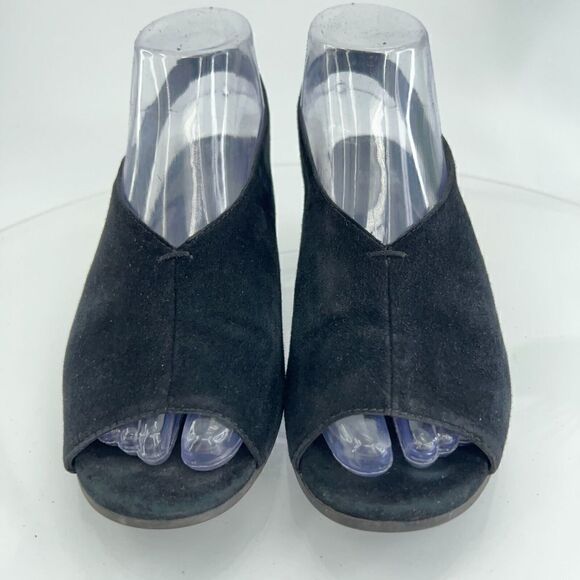 Eileen Fisher Women's Clay Sandal Size 7.5 Wedge Heel Slingback Black Leather - Picture 7 of 13